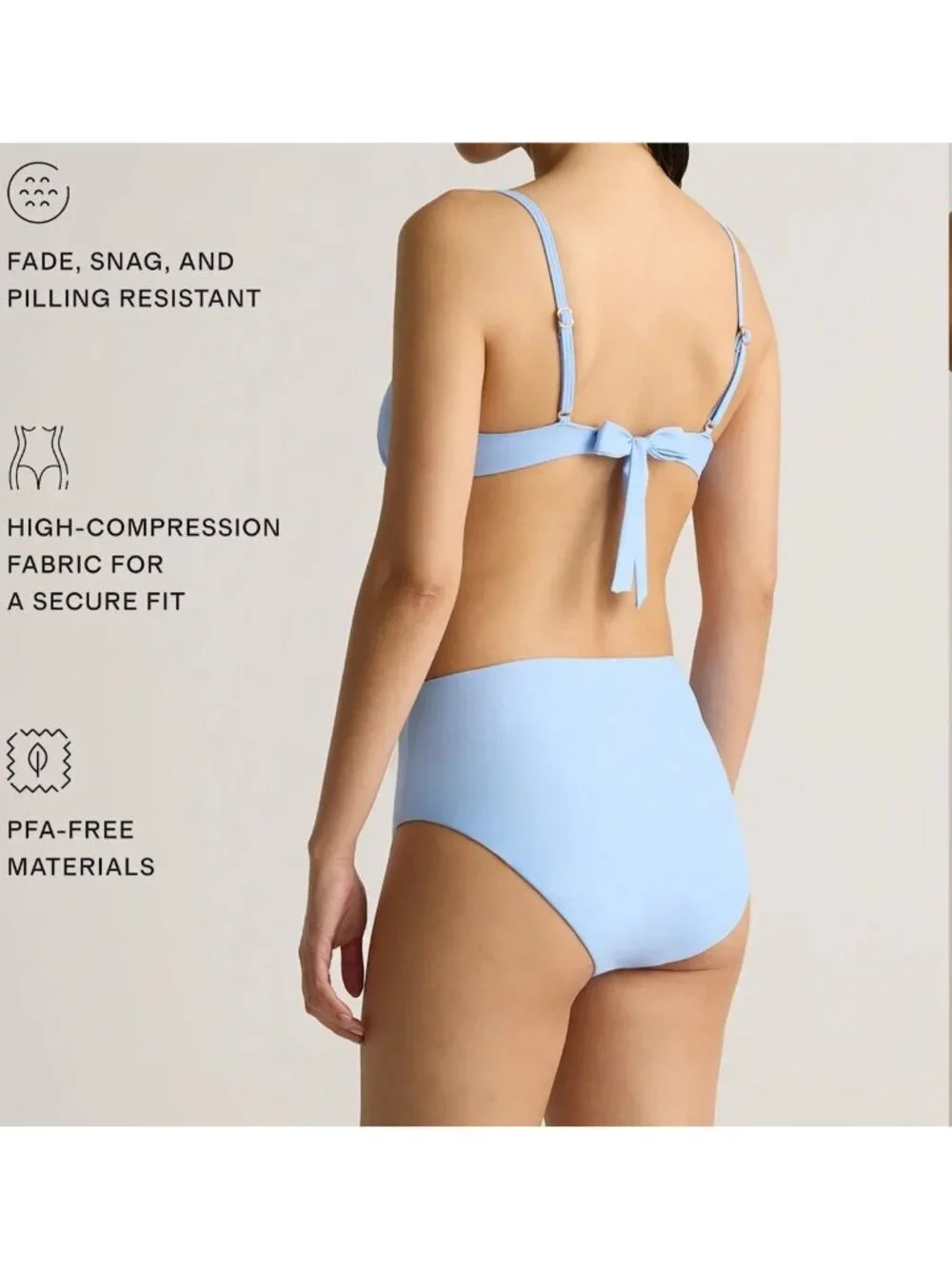 NWT Quince Italian High-Rise Bikini Bottom in Light Blue - Size: Large